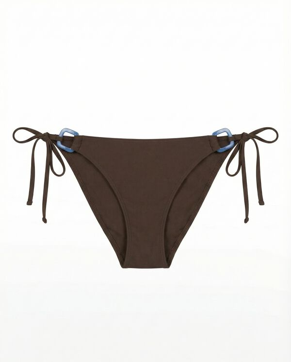 Women'secret Panty de bikini cl&aacute;sica con lazo marr&oacute;n caf&eacute;