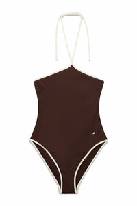 Women'secret Traje de ba&ntilde;o modelador halter marr&oacute;n