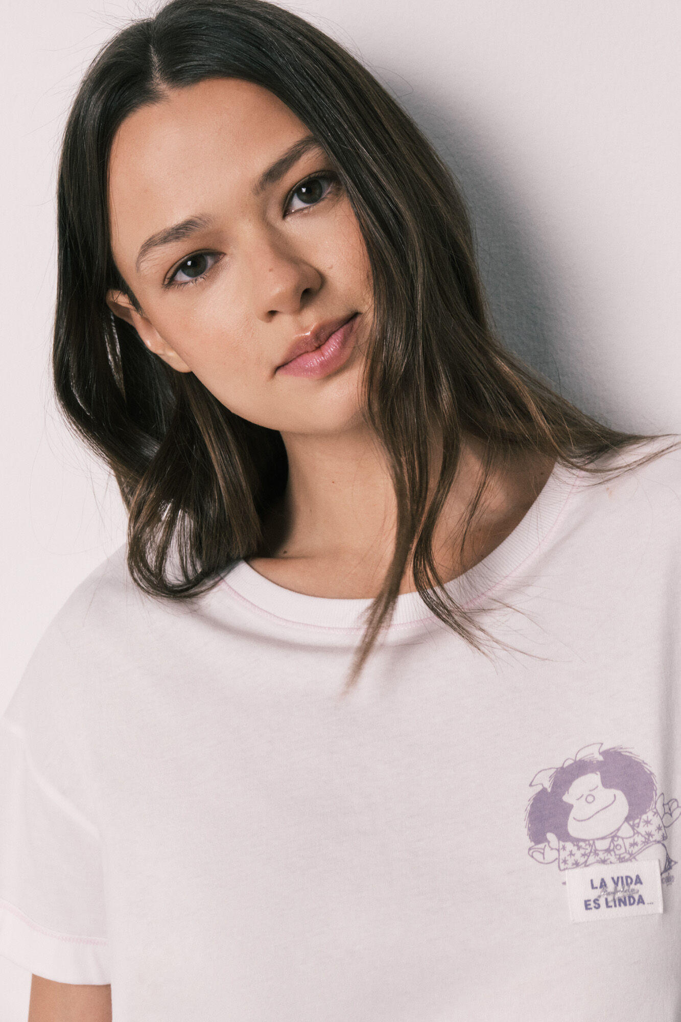 Women'secret Pijama larga de algod&oacute;n Mafalda a cuadros