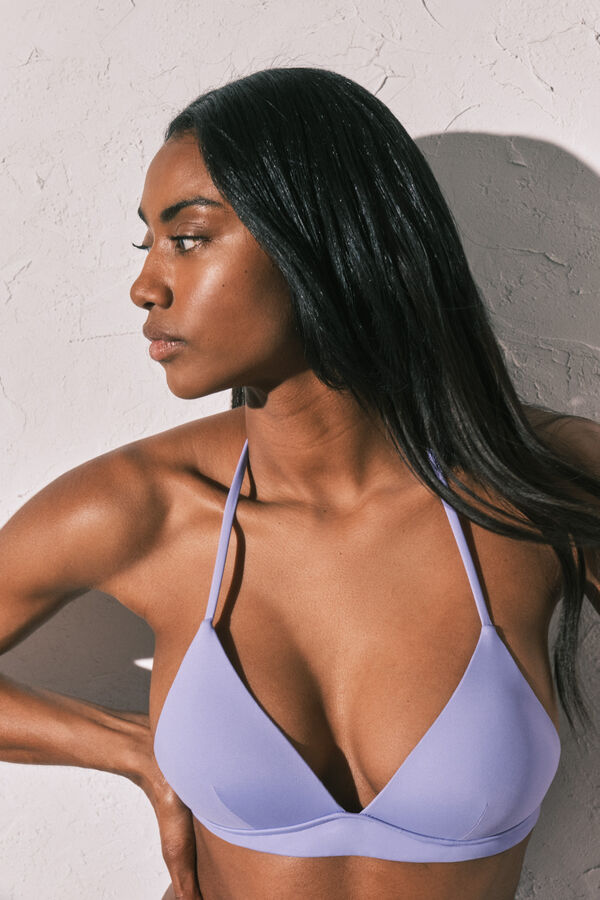 Women'secret Top bikini triangular copa fija lila morado/lila