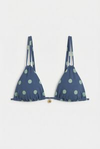 Women'secret Top de bikini triangular estampado de puntos azul
