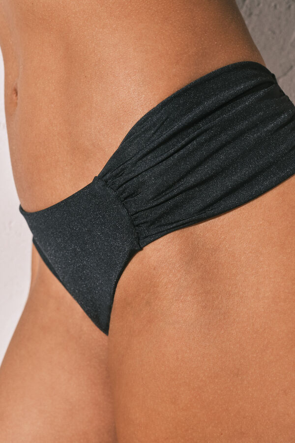 Women'secret Panty bikini cl&aacute;sica fruncida negra negro
