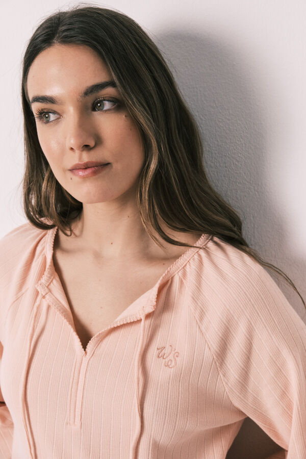 Women'secret Camis&oacute;n midi acanalado de algod&oacute;n rosa naranja