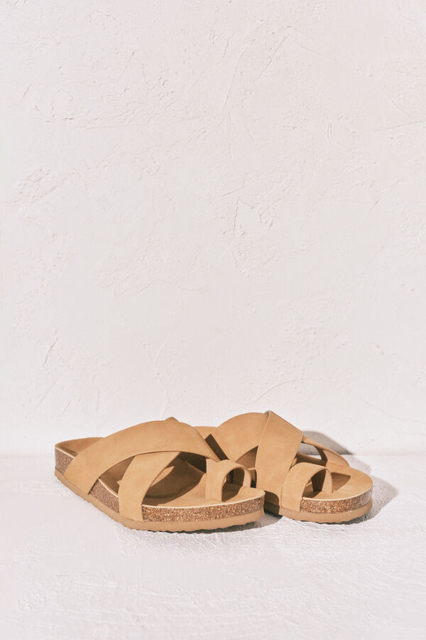 Women'secret Sandalias bio de tiras cruzadas arena caf&eacute;