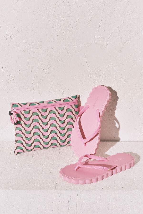 Women'secret Chanclas de dedo efecto ondas rosa rosa