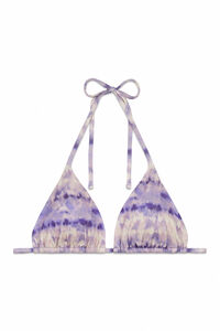 Women'secret Top de bikini triangular de cortina estampado tie-dye lila