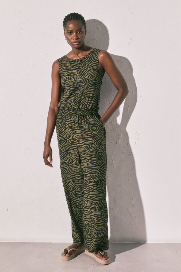 Women'secret Jumpsuit largo animal print negro