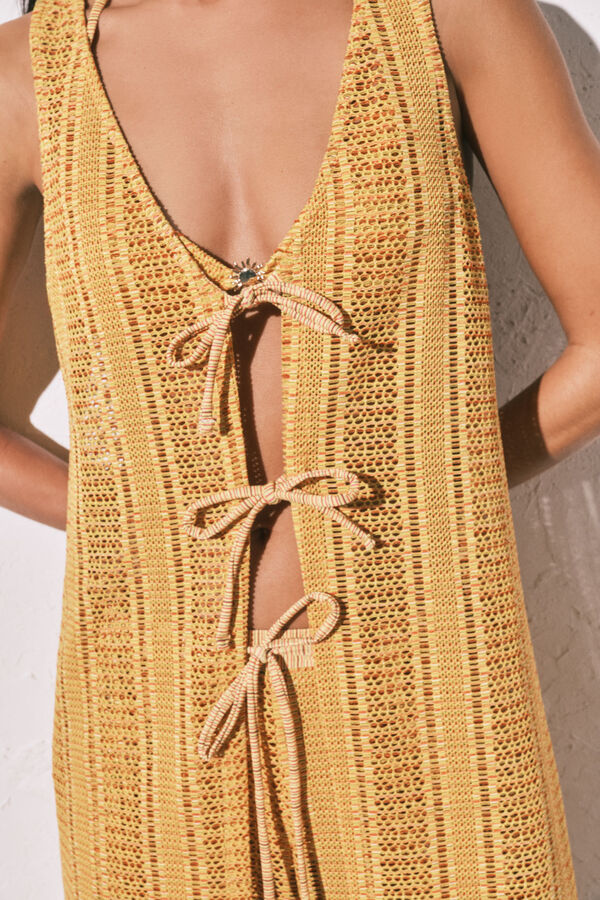 Women'secret T&uacute;nica larga abierta de crochet multicolor estampado