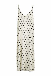 Women'secret Vestido largo estampado de puntos B&W