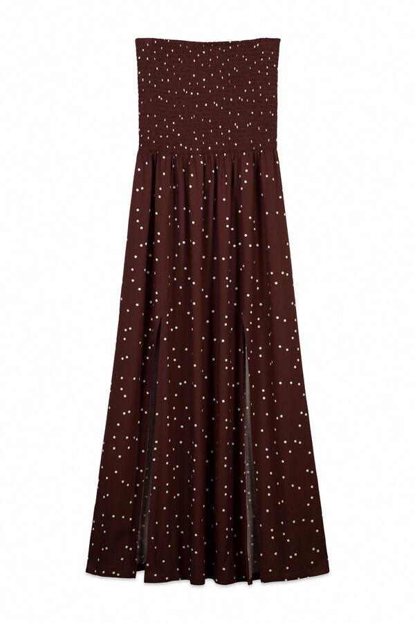 Women'secret Vestido largo strapless estampado de puntos estampado