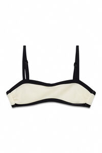 Women'secret Top bikini horizontal bloques de color blanco y negro