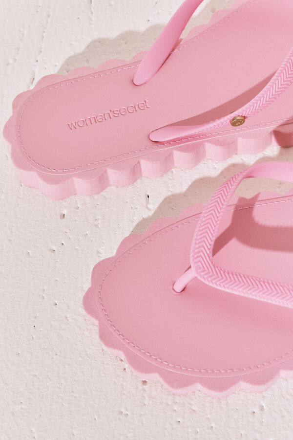 Women'secret Chanclas de dedo efecto ondas rosa rosa