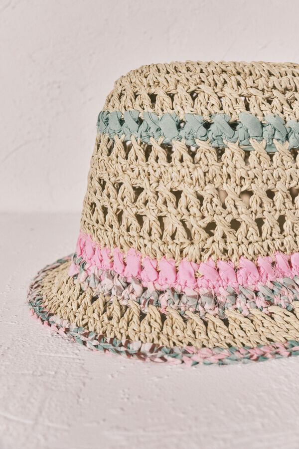 Women'secret Sombrero bucket de crochet beige caf&eacute;