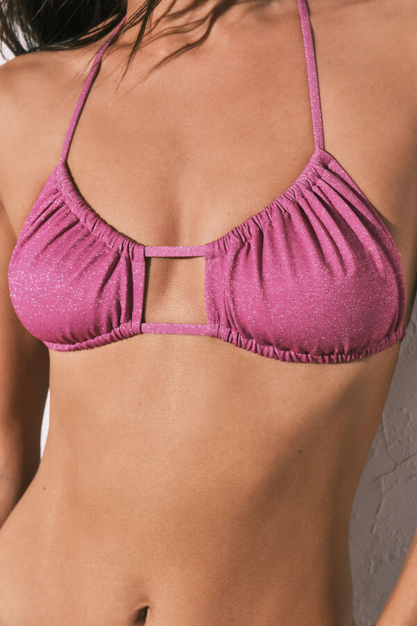 Women'secret Top bikini fruncido rosa brillante rosa