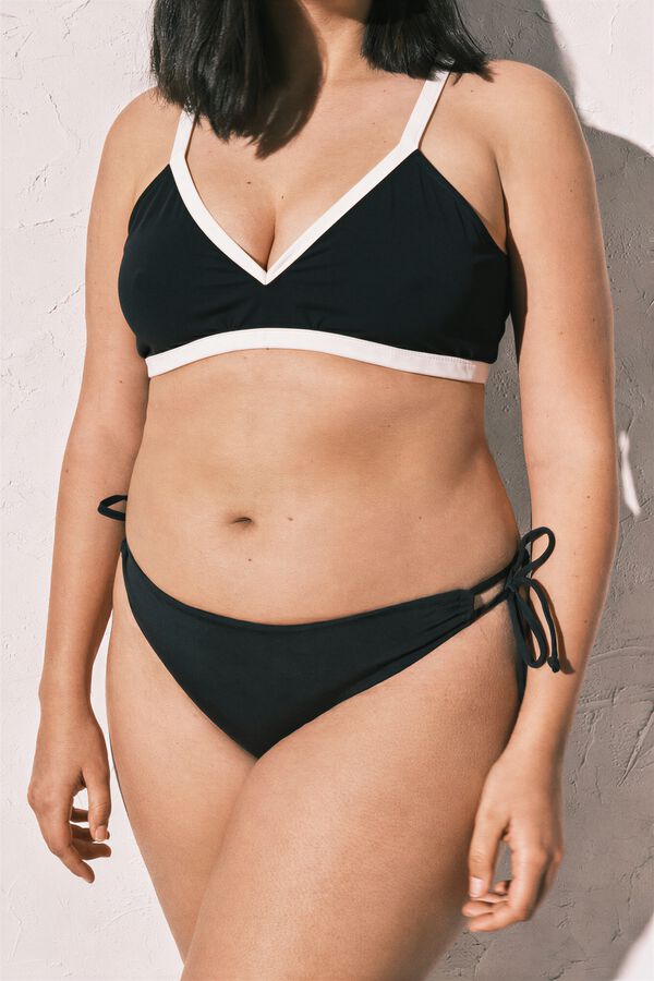 Women'secret Top bikini triangular semi brillante negro negro