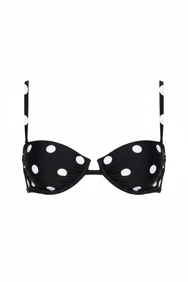 Women'secret Top bikini balconette estampado de puntos negro negro