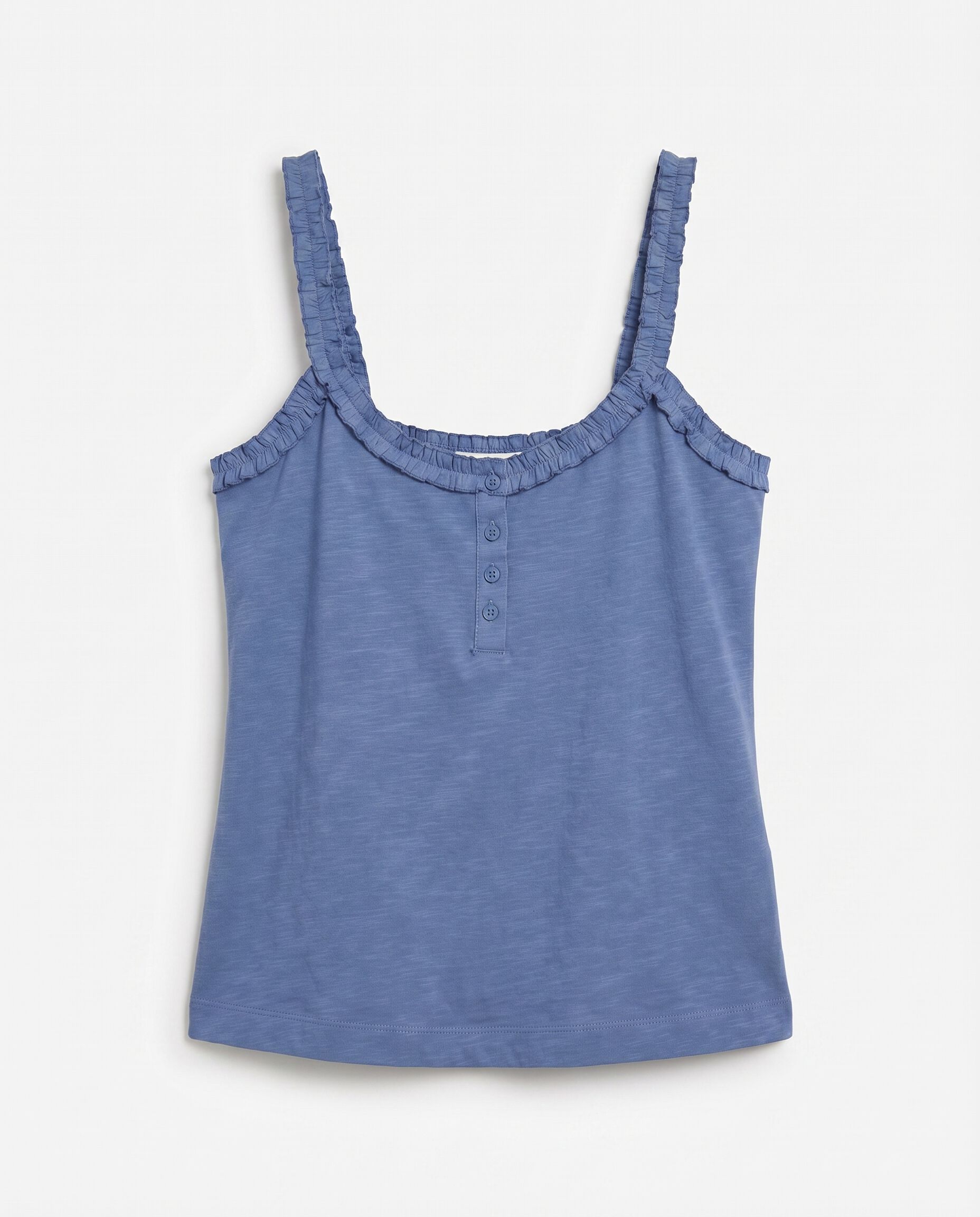 Women'secret Playera de tirantes con volantes de algod&oacute;n azul