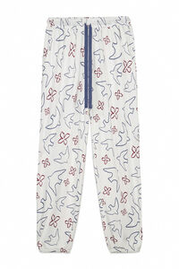 Women'secret Pantal&oacute;n largo estampado de p&aacute;jaros blanco