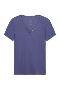 Women'secret Playera manga corta acanalada de algod&oacute;n azul