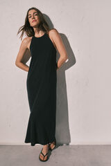 Women'secret Vestido largo fluido negro negro