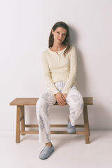 Women'secret Pantal&oacute;n largo estampado Paisley blanco