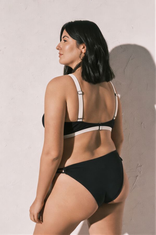 Women'secret Top bikini triangular semi brillante negro negro