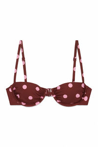 Women'secret Top bikini balconette estampado de puntos marr&oacute;n