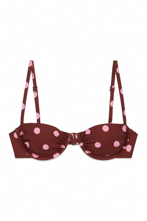 Women'secret Top bikini balconette estampado de puntos marr&oacute;n estampado