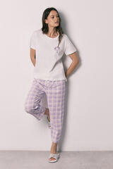 Women'secret Pijama larga de algod&oacute;n Mafalda a cuadros estampado
