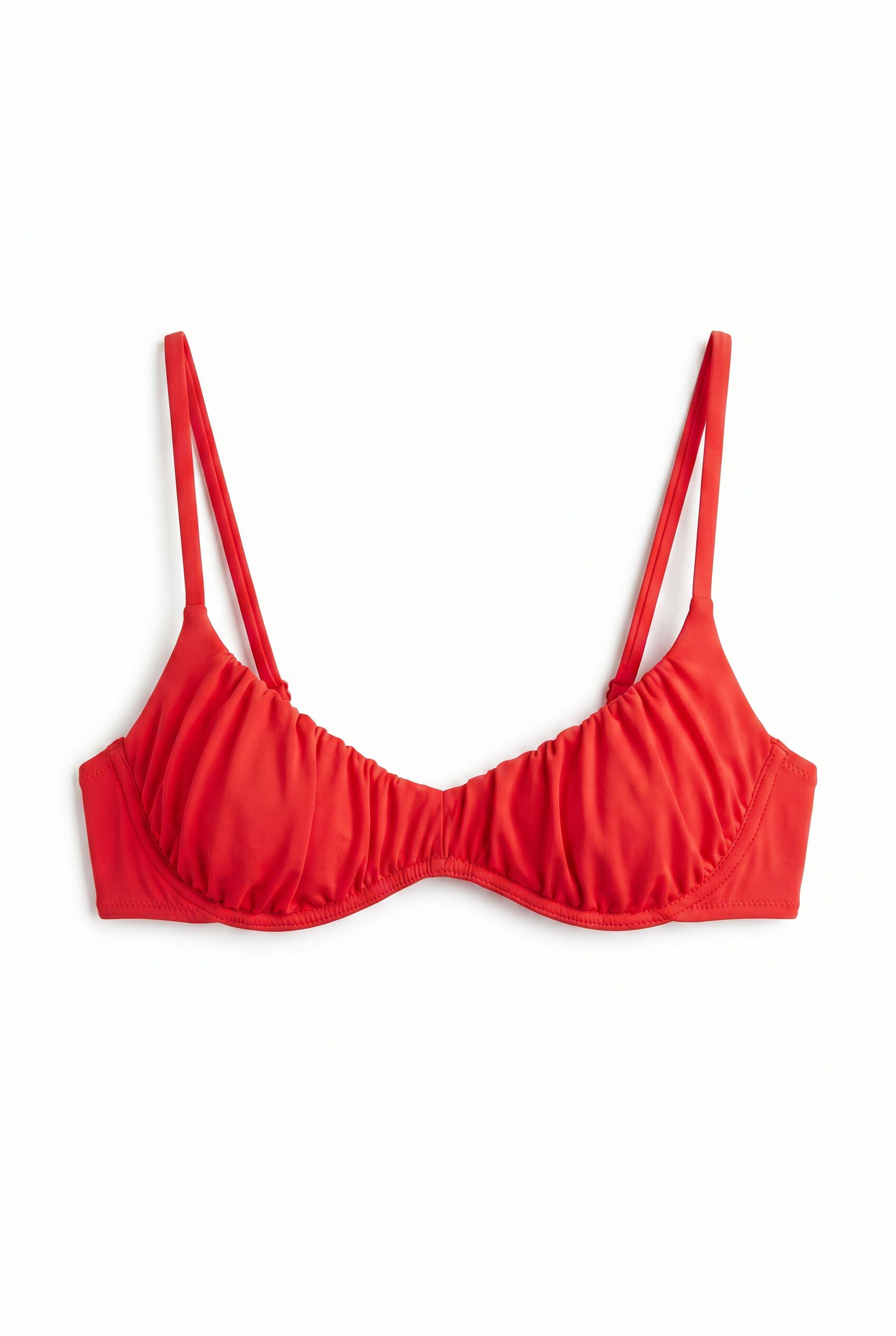 Women'secret Top bikini fruncido efecto seda naranja