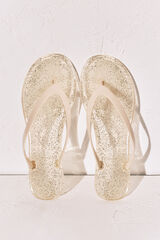 Women'secret Chanclas de dedo con efecto brillo glitter amarillo amarillo