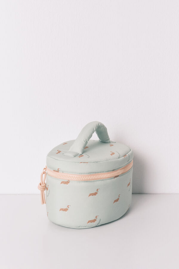 Women'secret Neceser mediano estampado de perritos verde verde