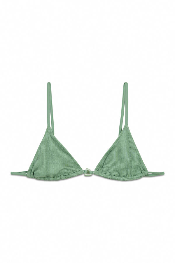 Women'secret Top bikini triangular de textura crinkle verde verde