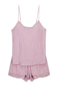 Women'secret Pijama corta acanalada tacto suave rosa