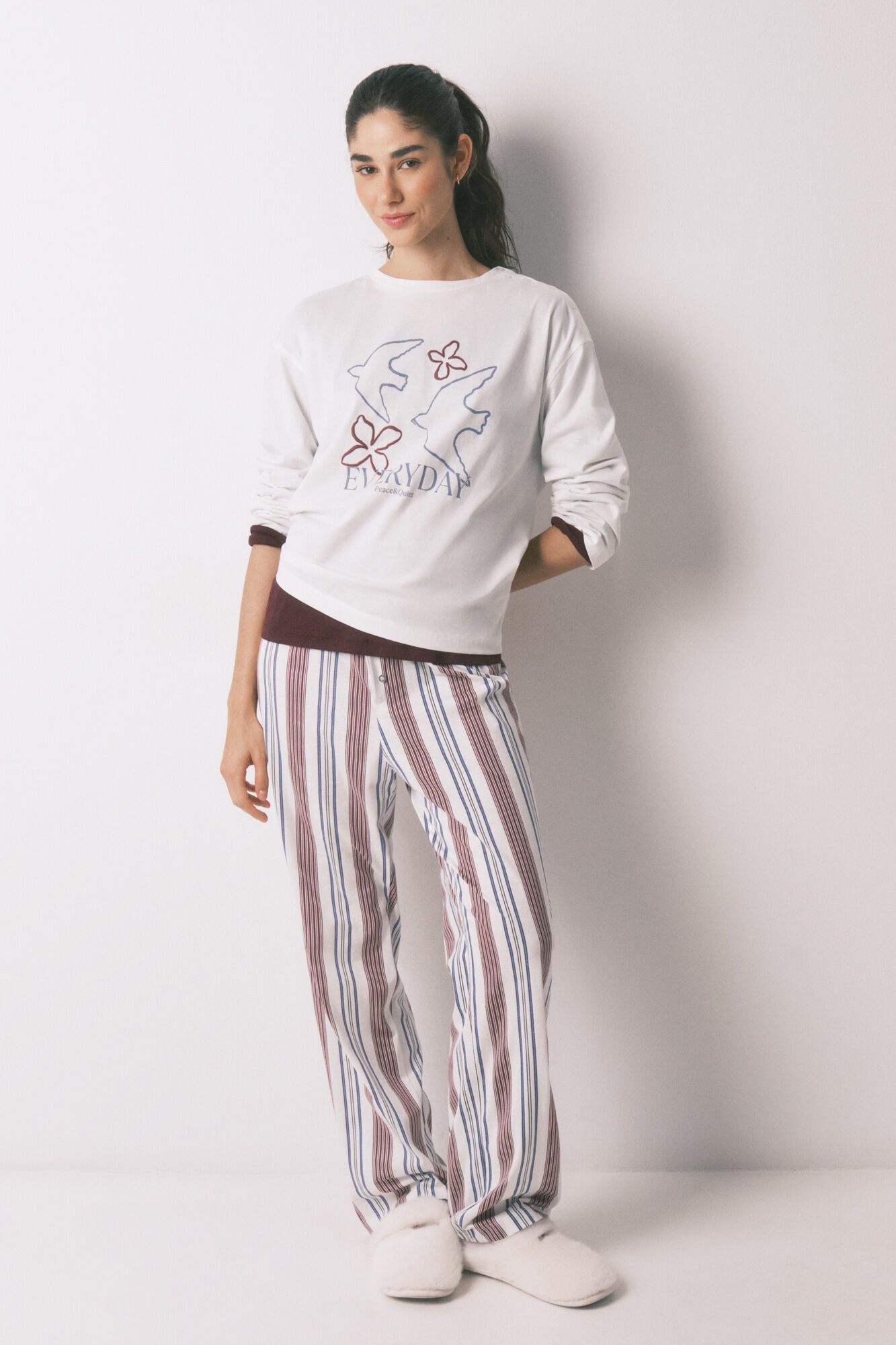 Women'secret Playera manga 3/4 de 100% algod&oacute;n blanca