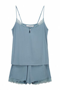 Women'secret Pijama corta extra suave de viscosa azul