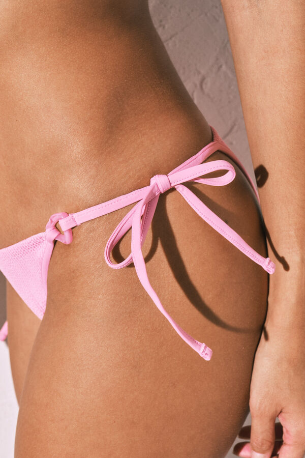 Women'secret Panty brasile&ntilde;o de bikini de textura crinkle rosa rosa