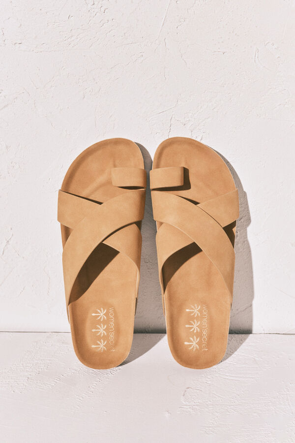 Women'secret Sandalias bio de tiras cruzadas arena caf&eacute;