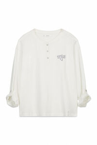 Women'secret Playera manga larga de 100% algod&oacute;n blanca