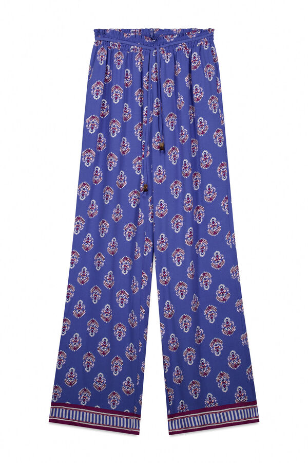 Women'secret Pantal&oacute;n largo estampado sello azul estampado