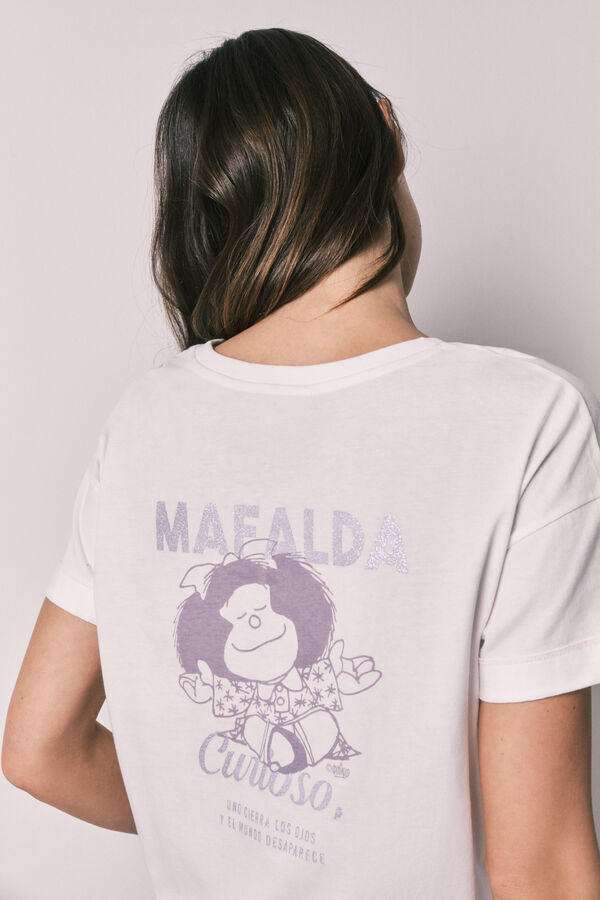 Women'secret Pijama larga de algod&oacute;n Mafalda a cuadros estampado