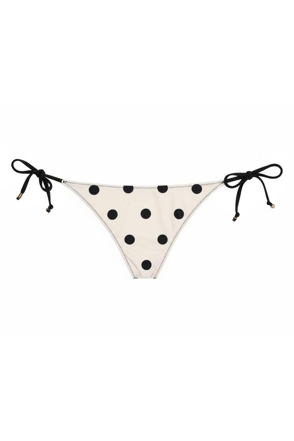 Women'secret Panty de bikini de tira media estampado de puntos reversible negro