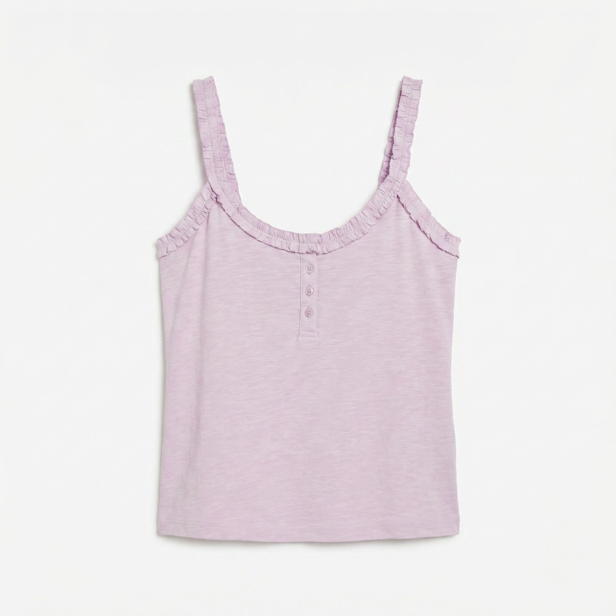 Women'secret Playera de tirantes con volantes de algod&oacute;n rosa