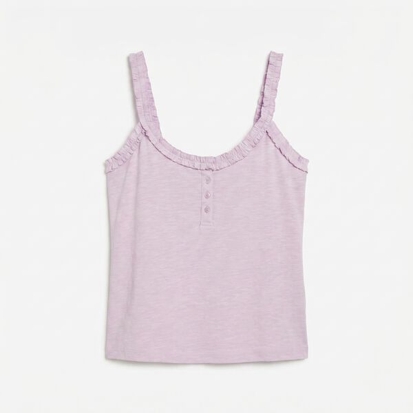 Women'secret Playera de tirantes con volantes de algod&oacute;n rosa rosa