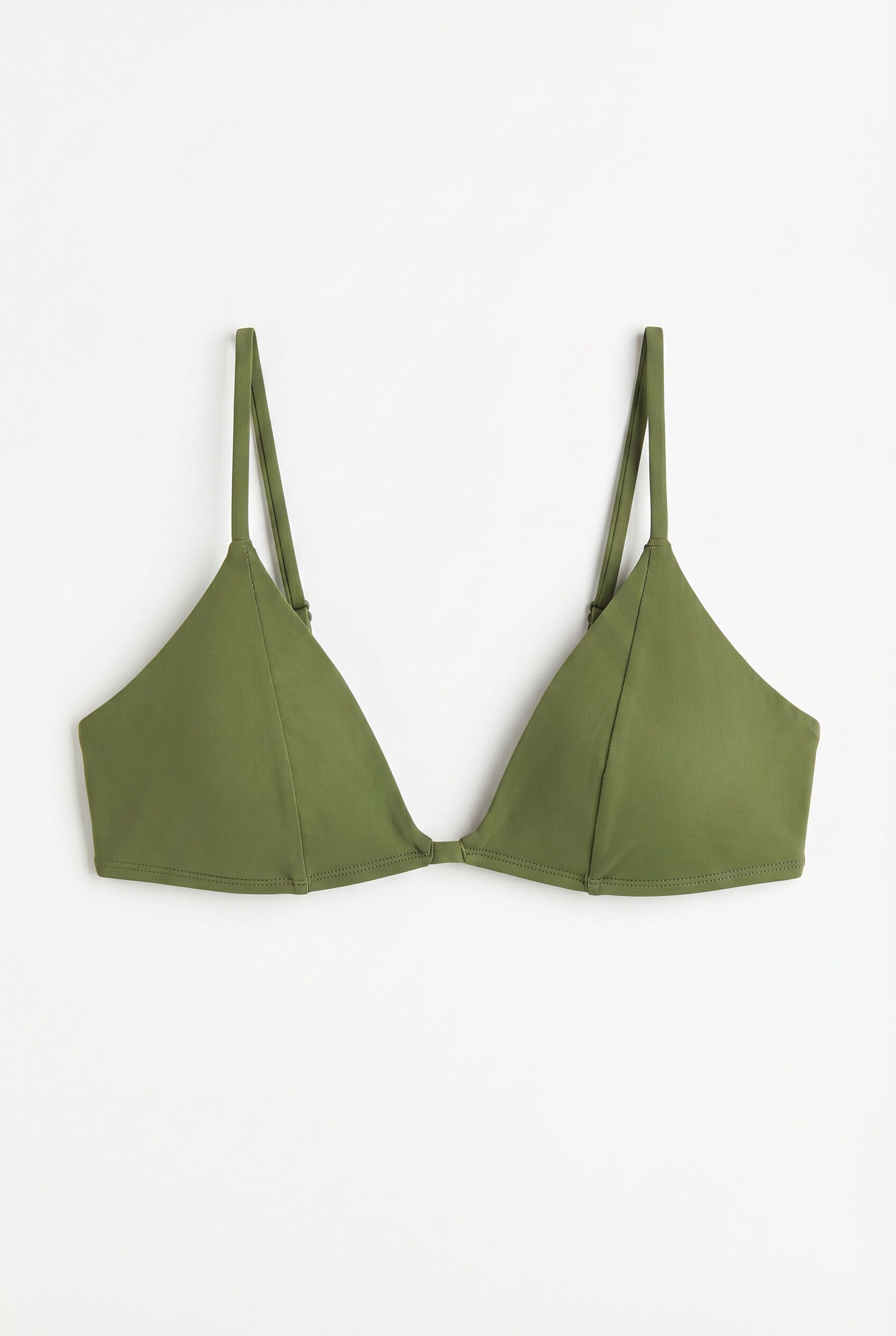 Women'secret Top bikini triangular efecto seda verde