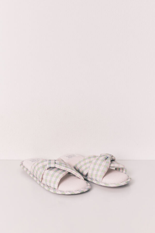 Women'secret Zapatillas de casa con nudo a cuadros estampado