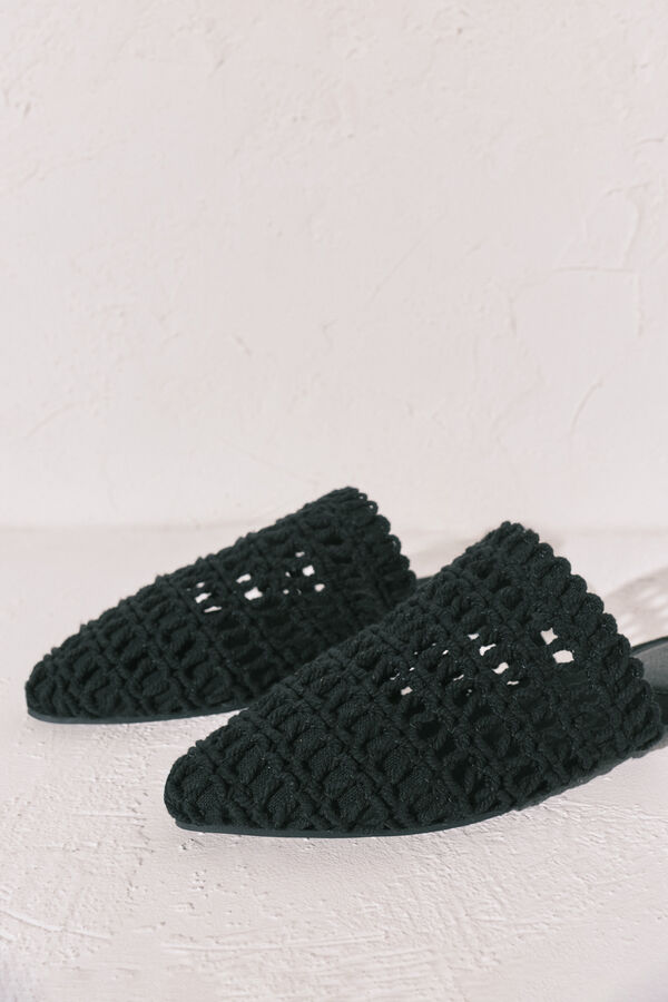 Women'secret Sandalia mule de crochet negra negro