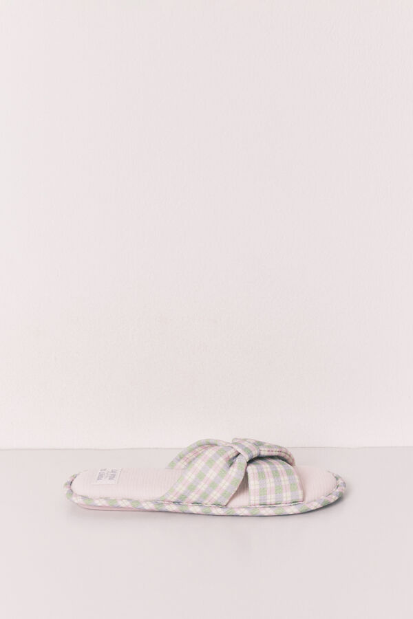 Women'secret Zapatillas de casa con nudo a cuadros estampado
