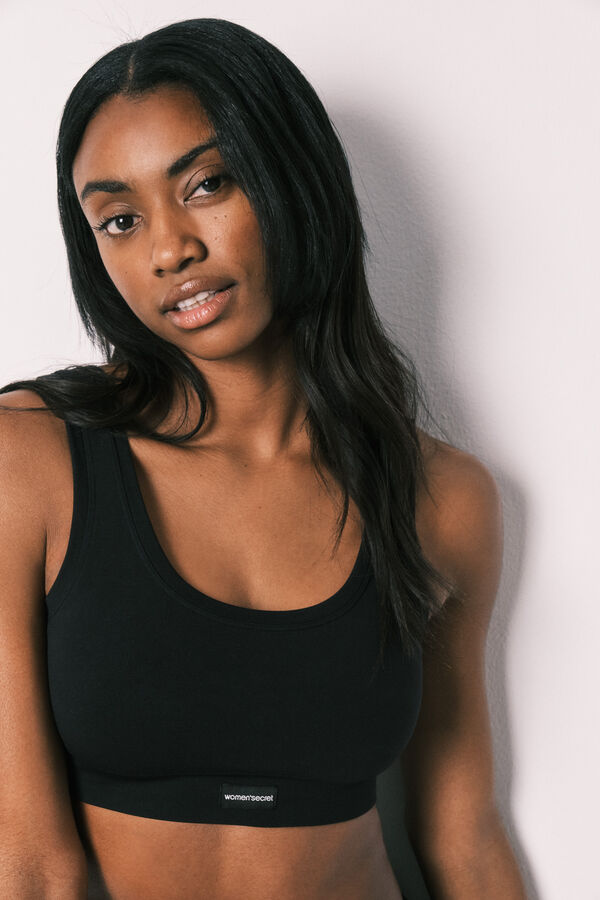 Women'secret COZY Top sin costuras negro  negro