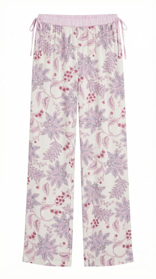 Women'secret Pantal&oacute;n largo estampado de flores rosa rosa